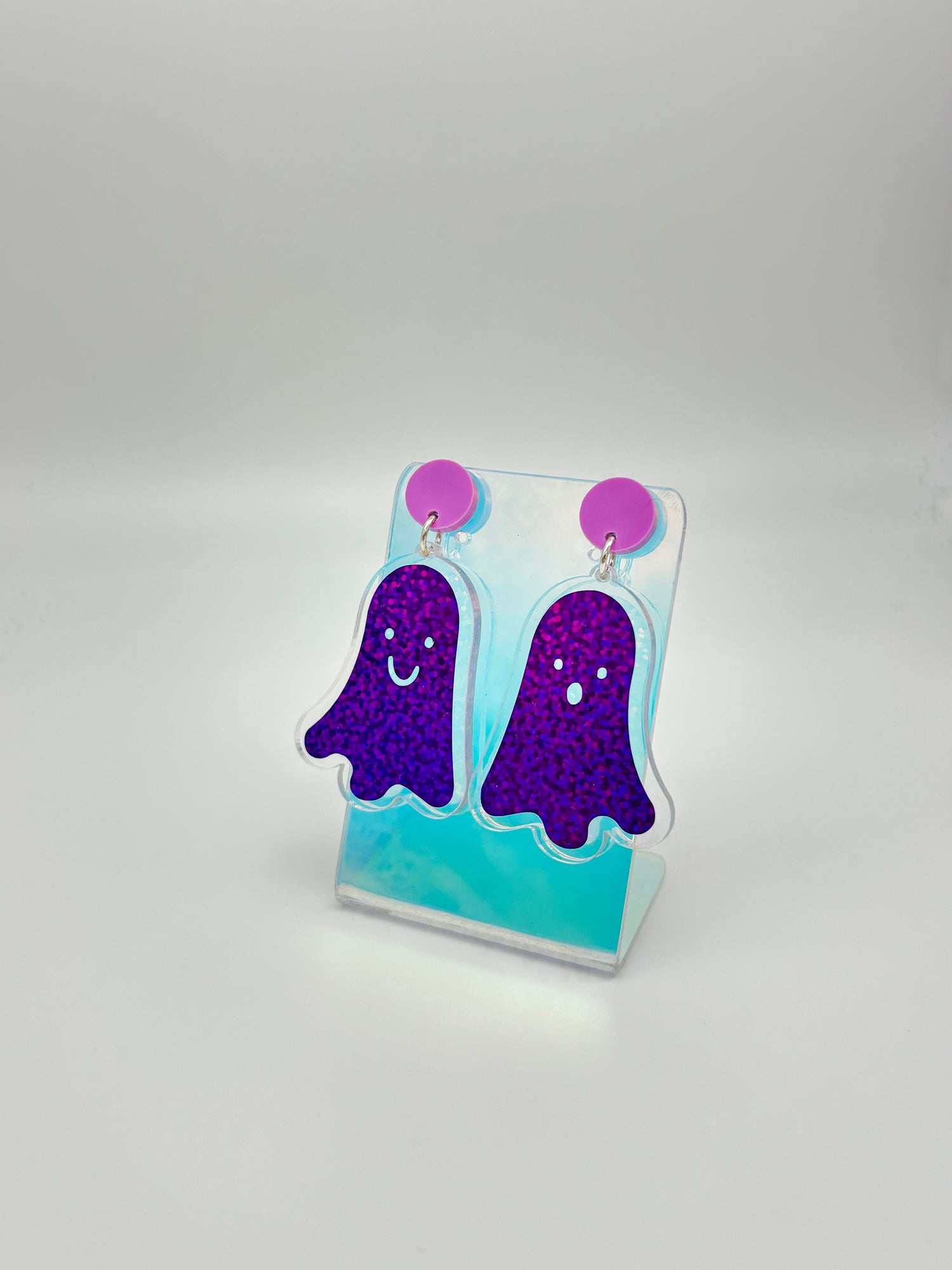Holographic Ghost Earrings - Violet Shimmer image 0