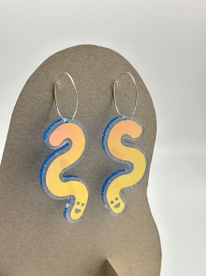 Glitter & Vinyl Worm Hoop Earrings - Twilight Aurora image 1