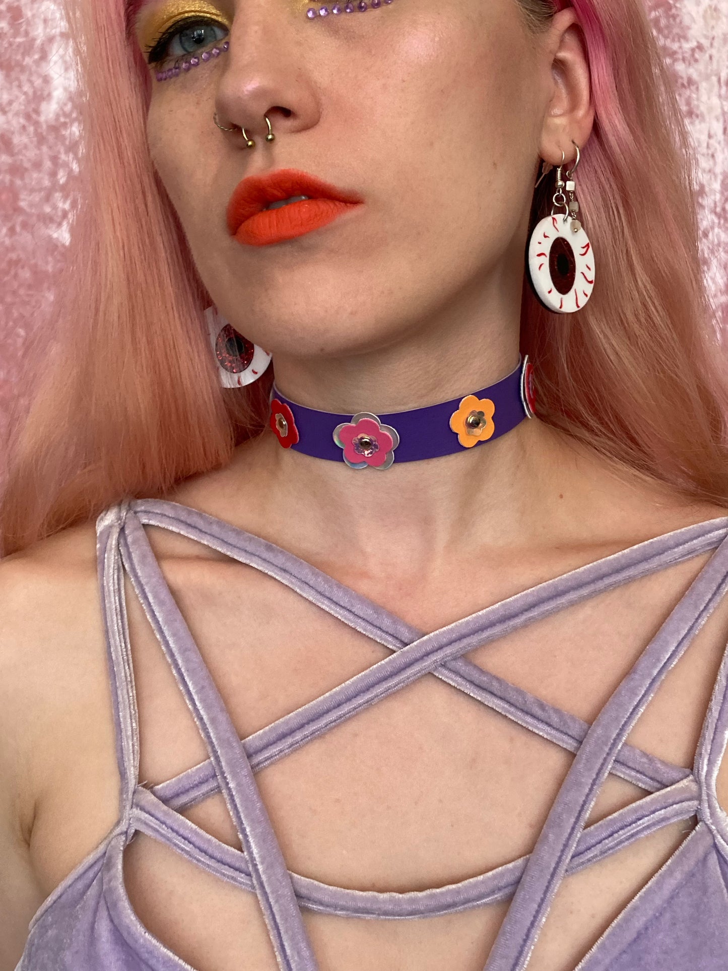 Disco Flower Purple Choker image 0