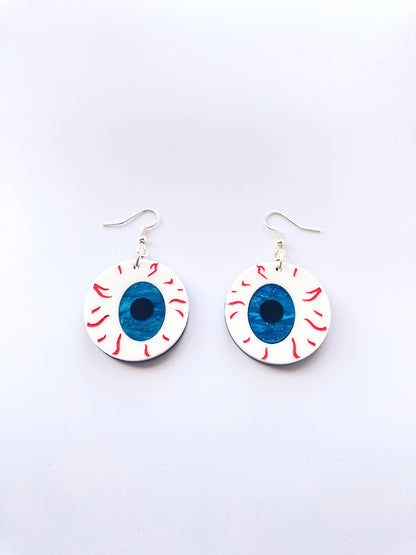Eyeball Earrings Medium - Blue Shimmer Marble image 2