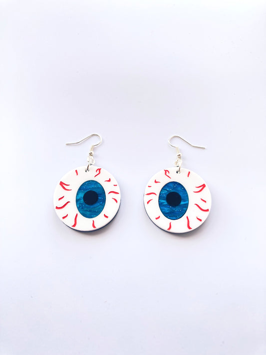 Eyeball Earrings Medium - Blue Shimmer Marble image 2
