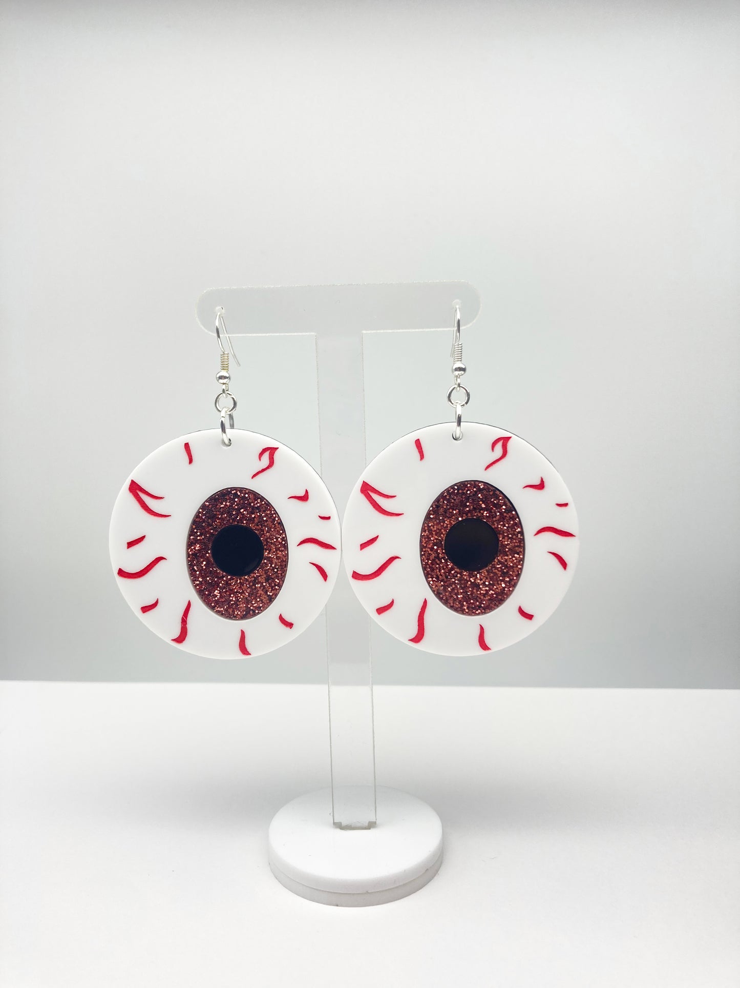 Large Eyeball Earrings - Baby Pink Glitter image 1