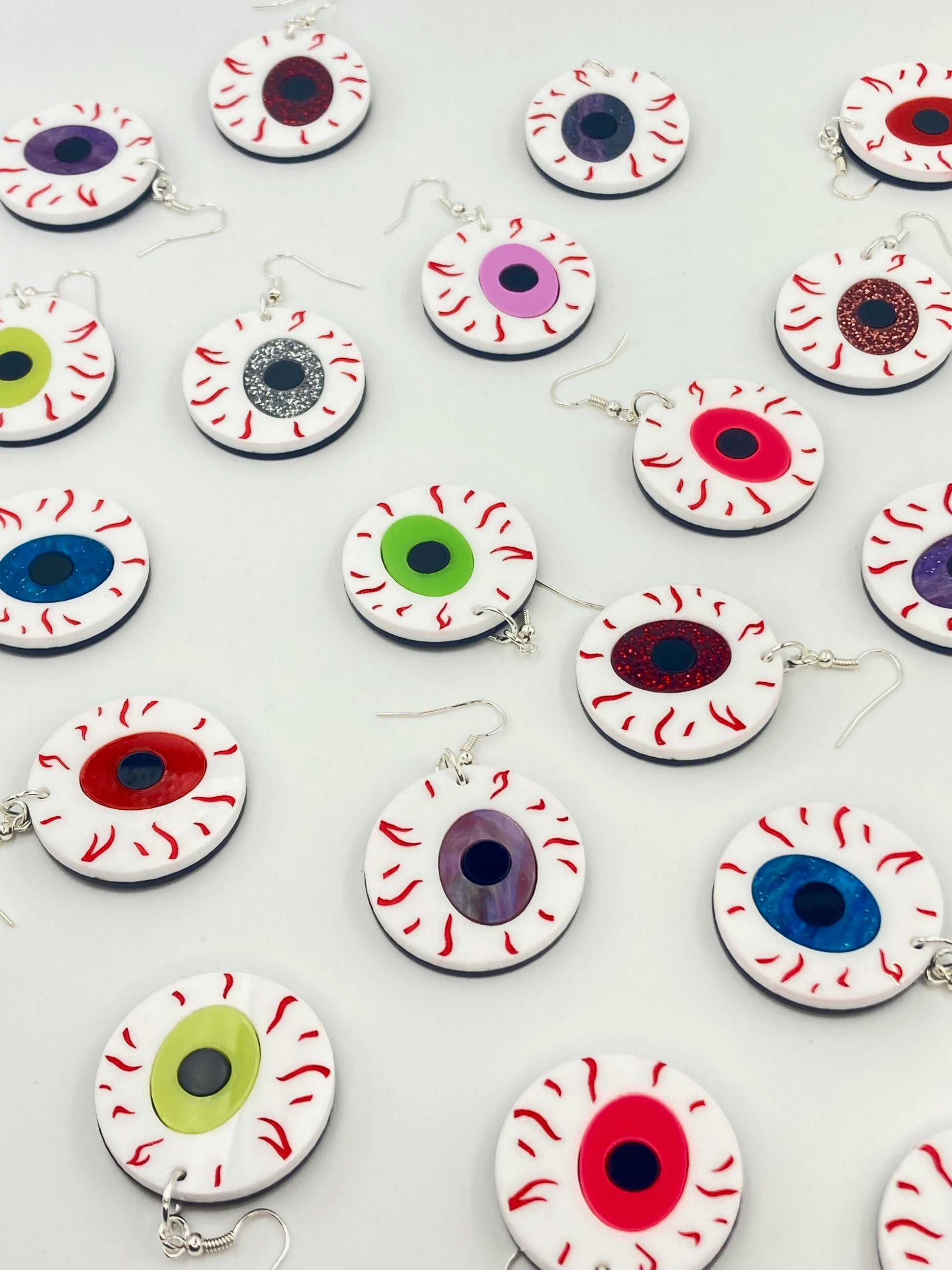 Medium Eyeball Earrings - Red Glitter image 2