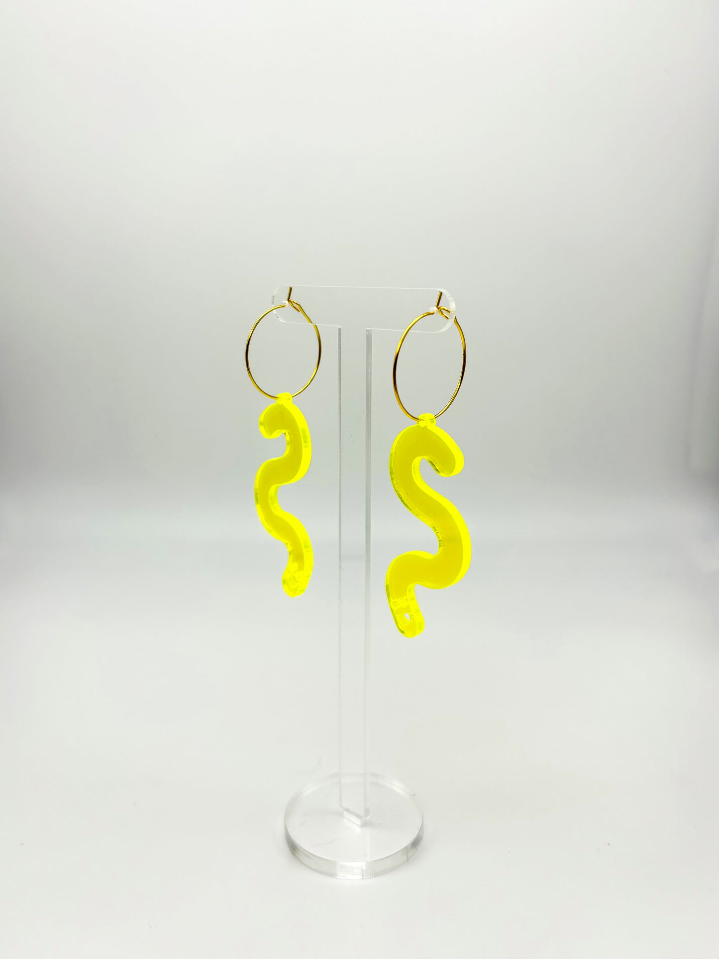 Fluorescent Worm Hoop Earrings image 1