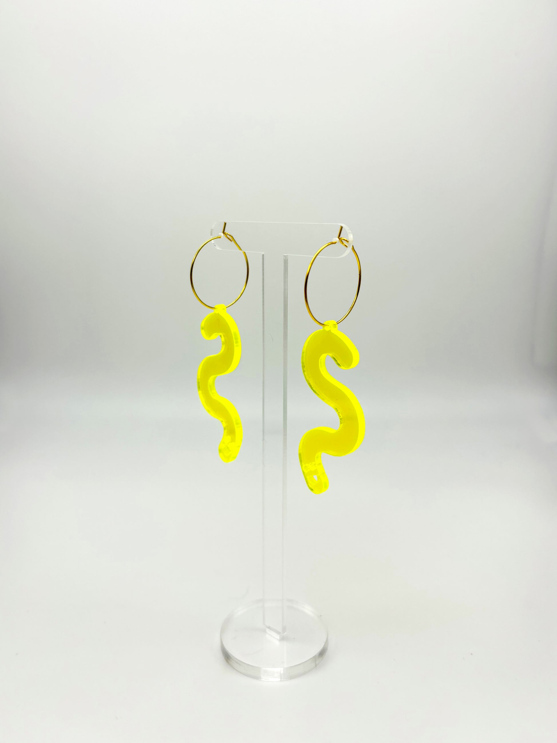 Fluorescent Worm Hoop Earrings image 1