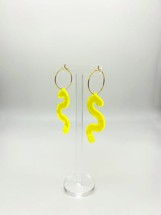 Fluorescent Worm Hoop Earrings image 1