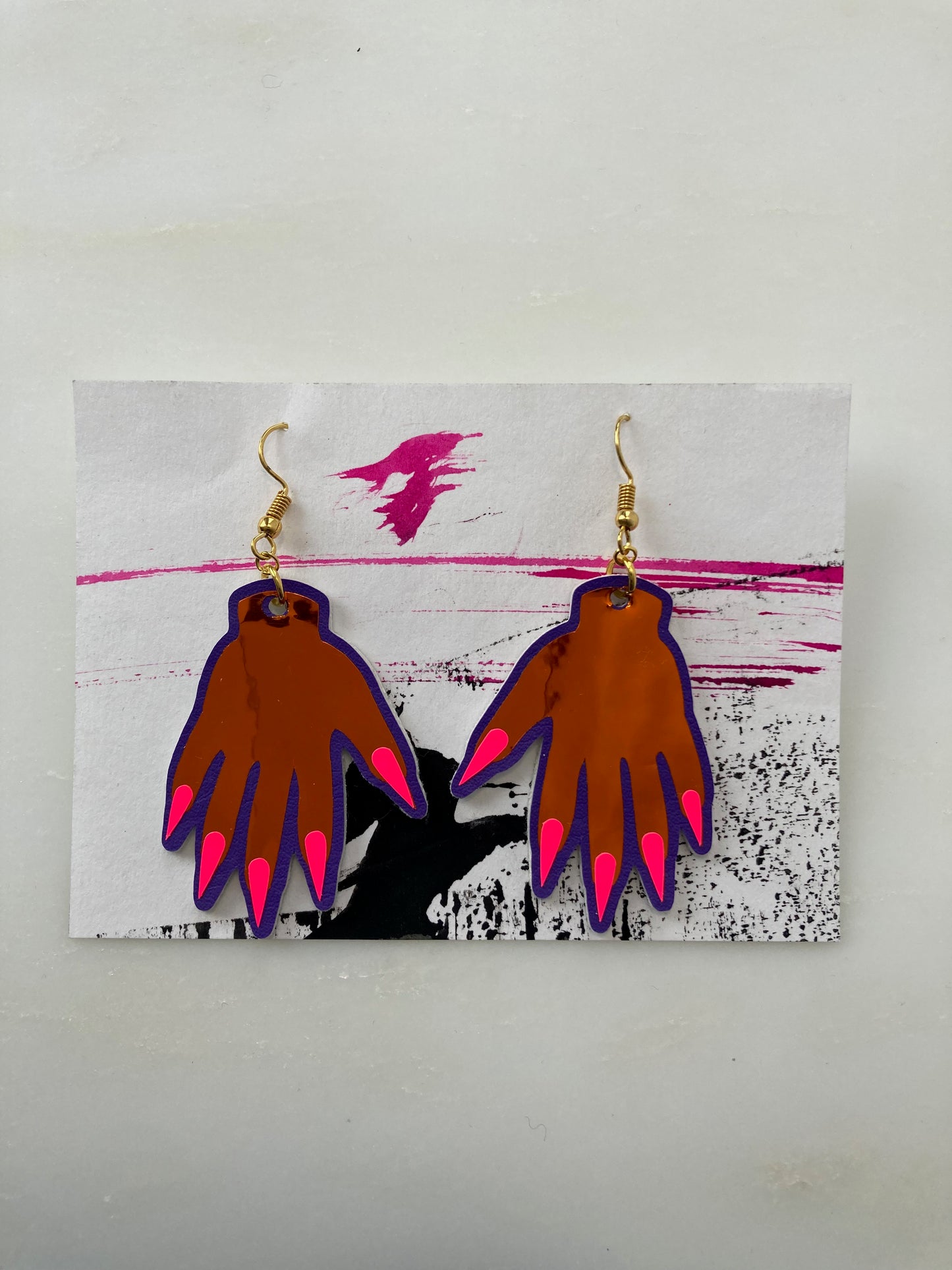 Sparkly Hand Earrings - Orange image 2