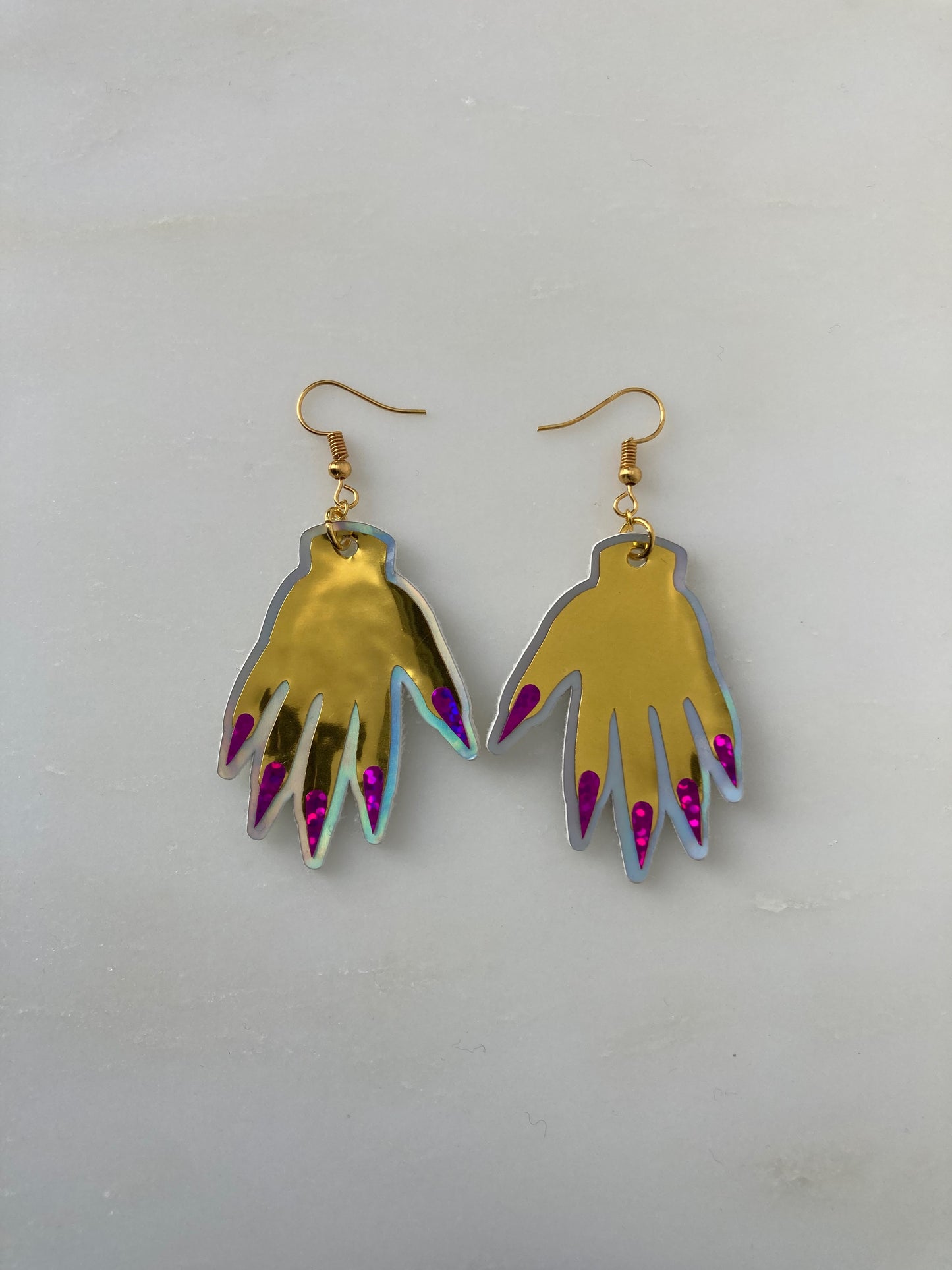 Sparkly Hand Earrings - Gold image 6