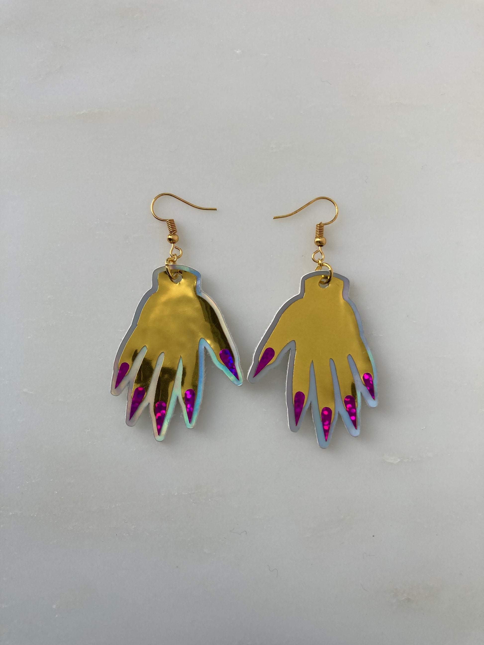 Sparkly Hand Earrings - Gold image 6
