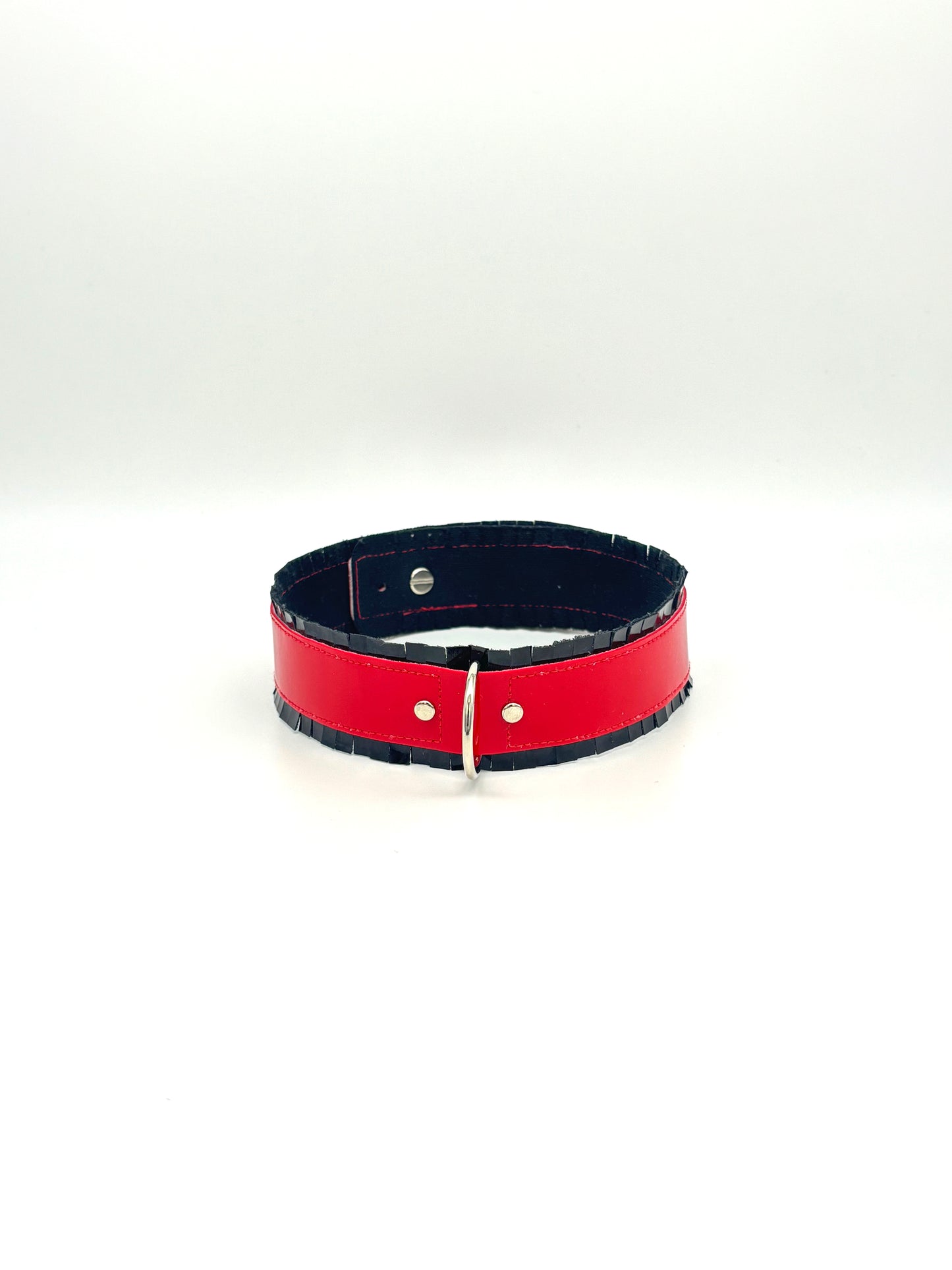 Fringed PVC choker - Black & Red image 5