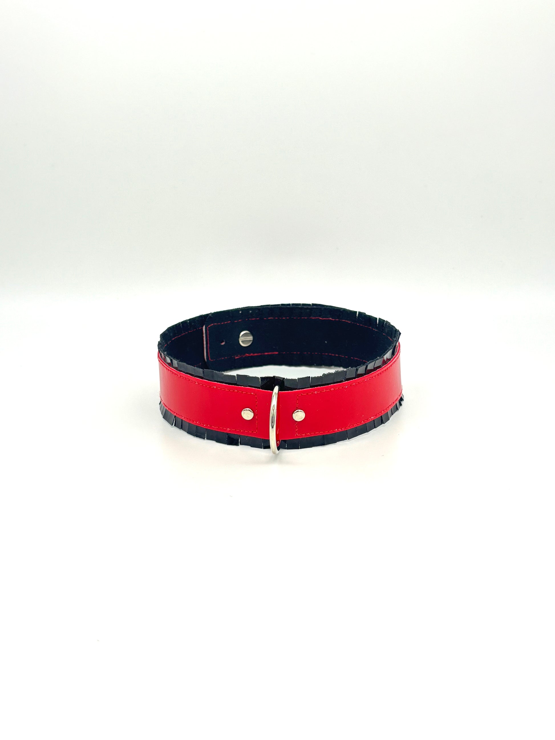 Fringed PVC choker - Black & Red image 5