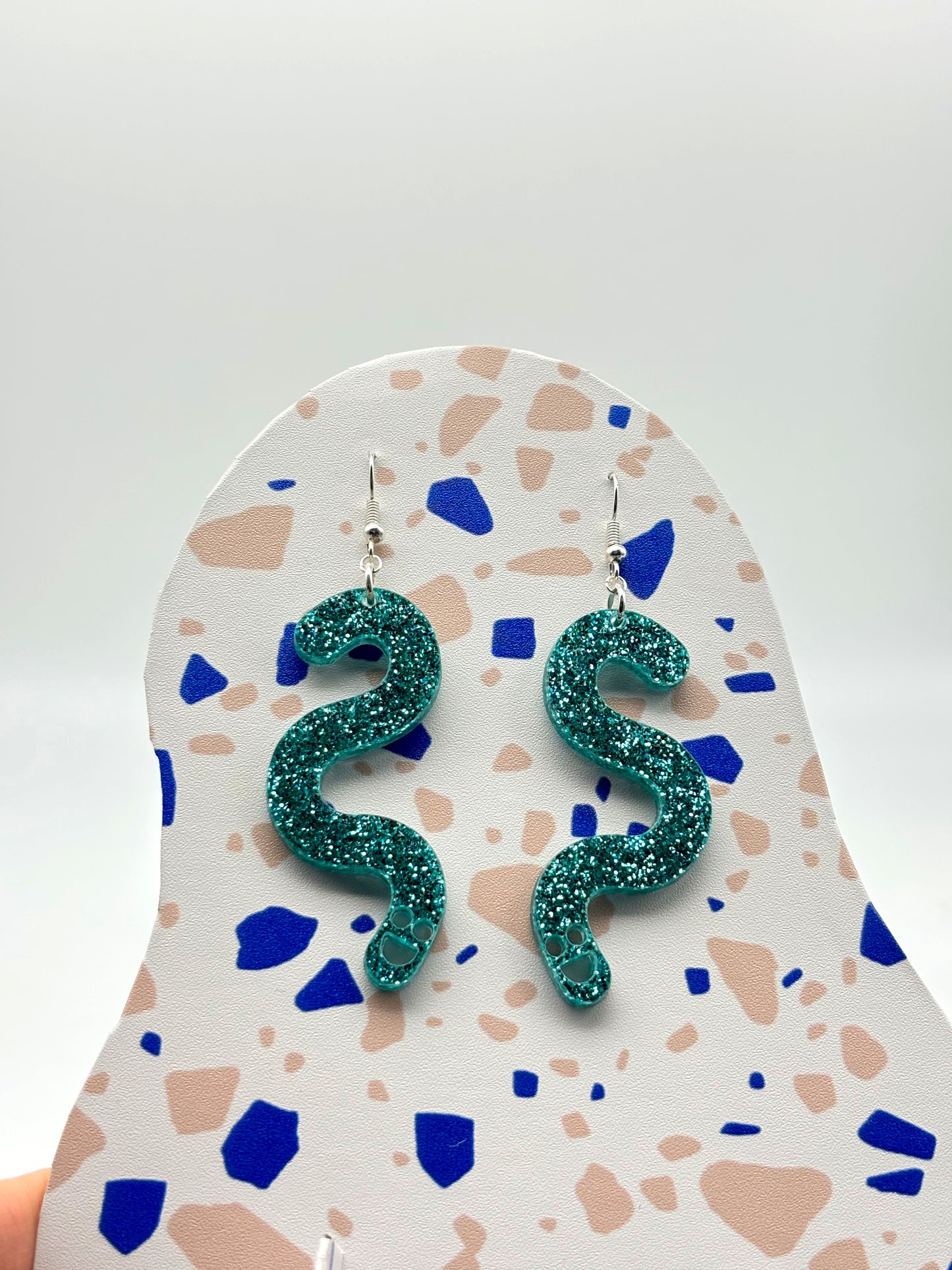 Glitter Worm Simple Dangles - Teal image 6
