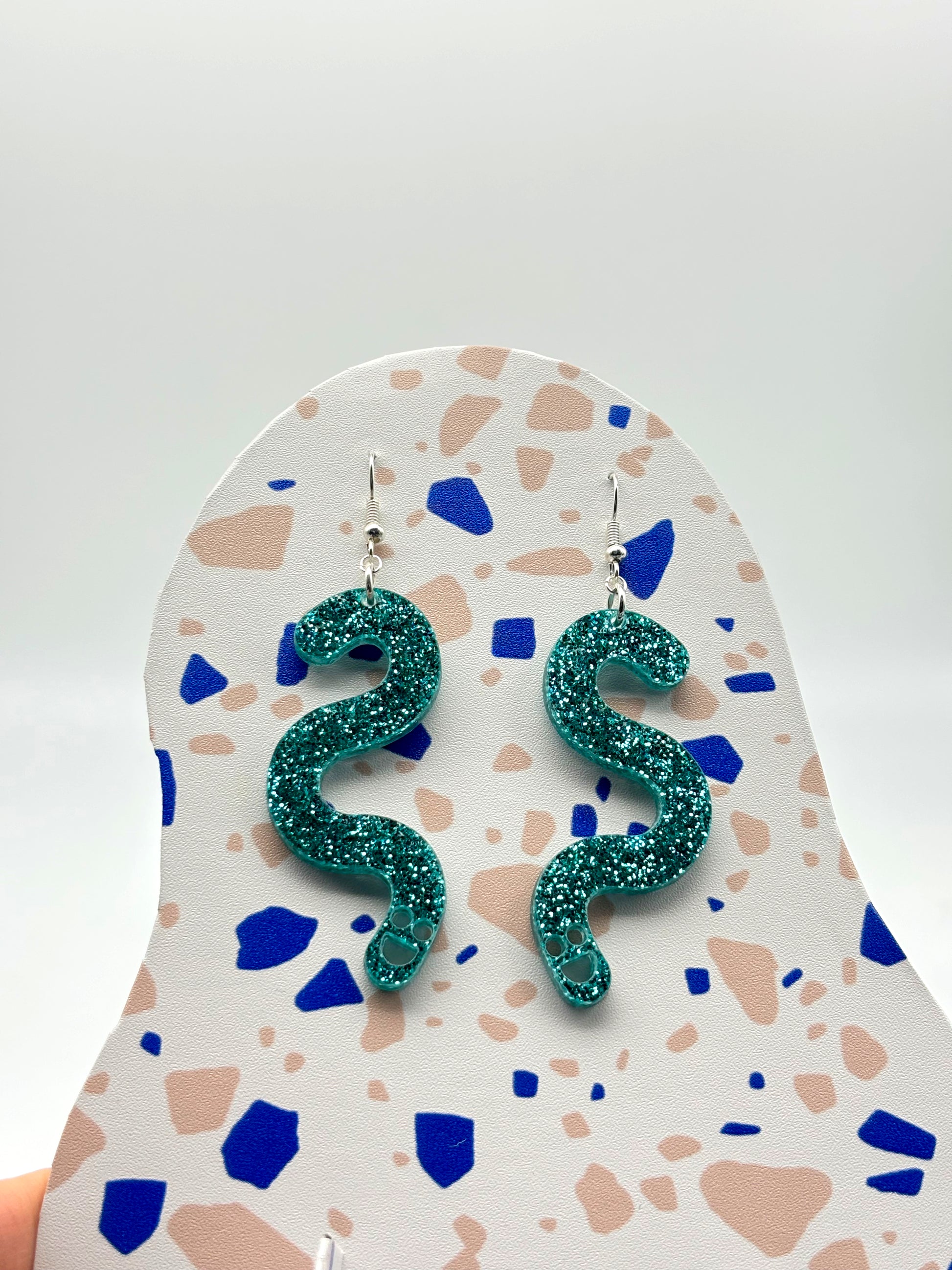 Glitter Worm Simple Dangles - Teal image 6