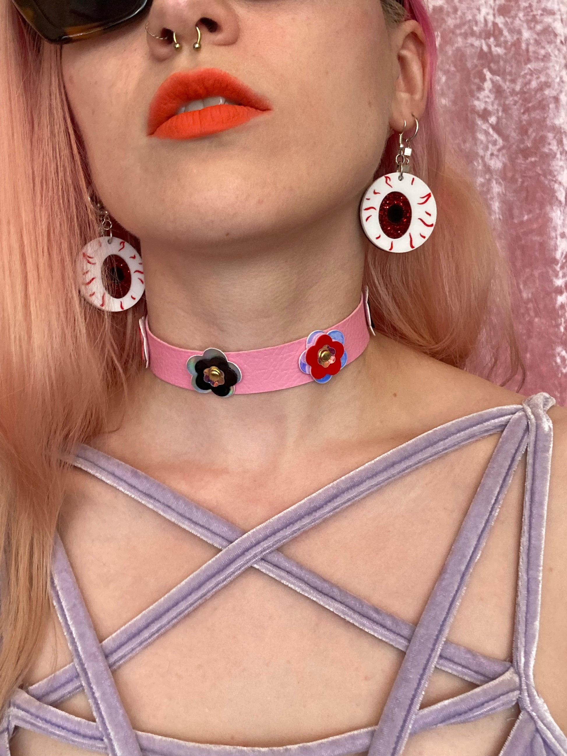 Disco Flower Baby Pink Choker image 3