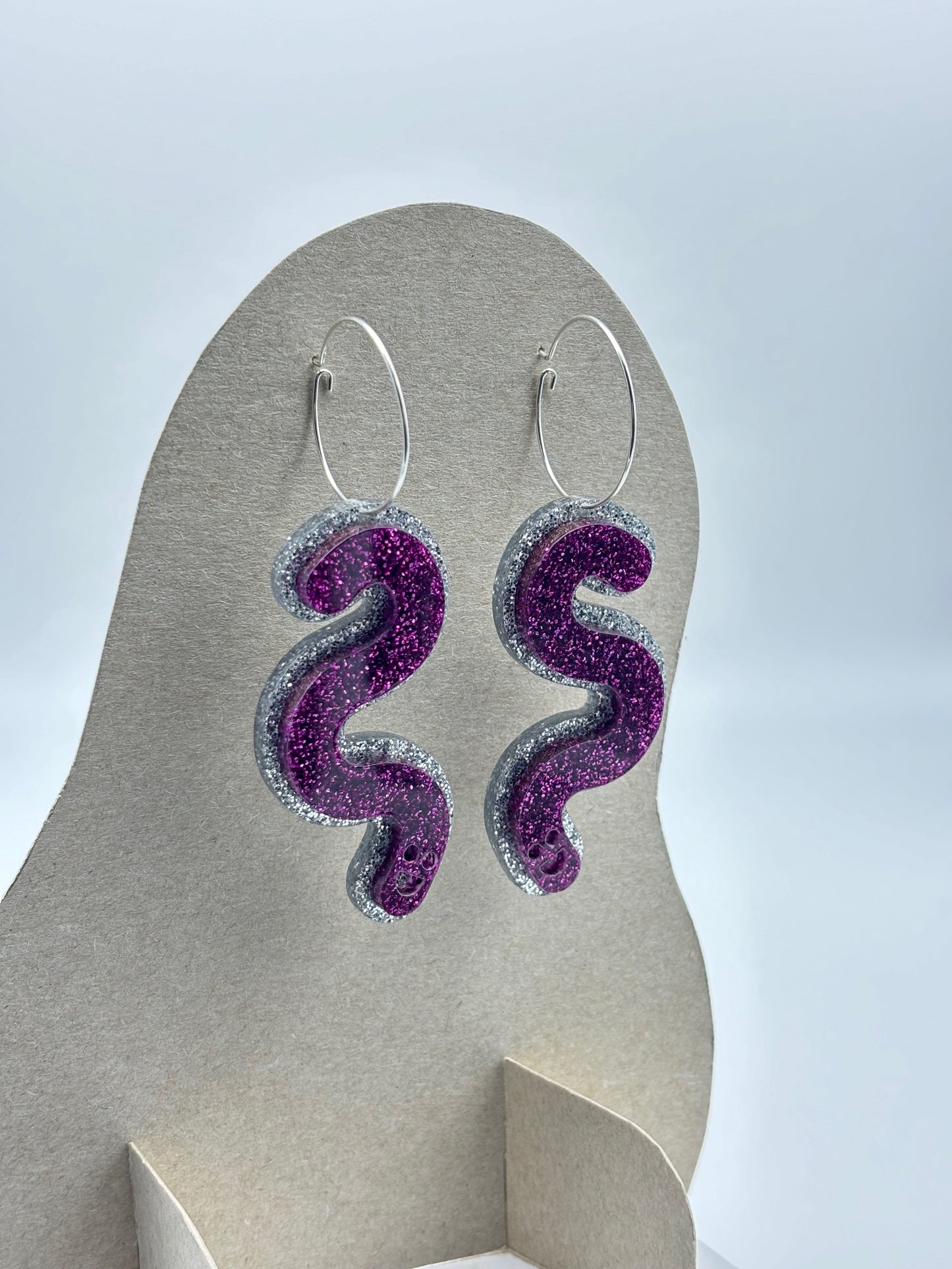 Double Sided Glitter Acrylic Worm Hoop Earrings image 6