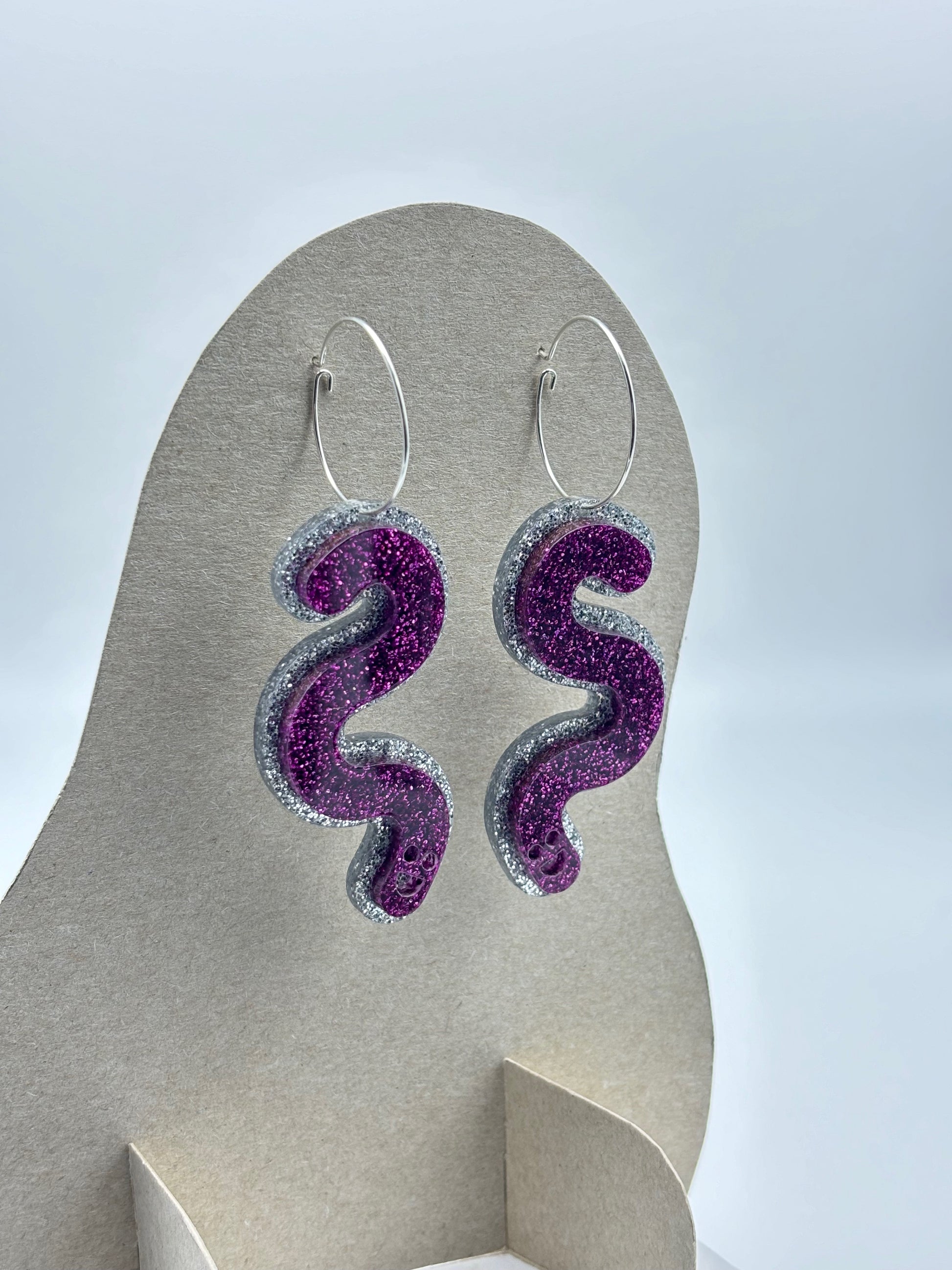 Double Sided Glitter Acrylic Worm Hoop Earrings image 6