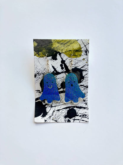 Holographic Ghost Earrings - Sky Blue Shimmer image 0