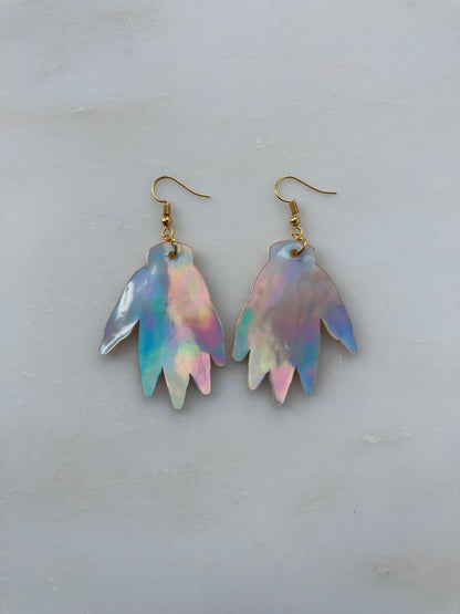 Sparkly Hand Earrings - Fluro Yellow image 3
