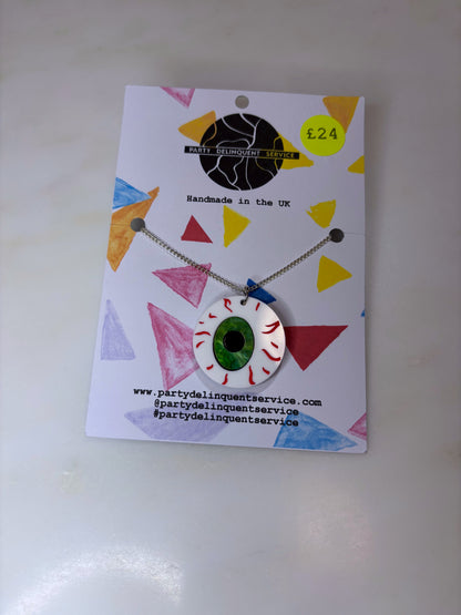 *Sample* Eyeballz necklace - Green Glitter Marble image 4