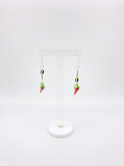 Abstract Chilli stripe b&w dangle earrings - Gold findings image 0