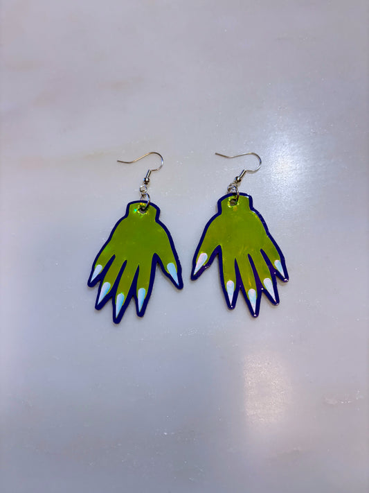 *Seconds* Sparkly Hand Earrings - Green Holo  & Purple image 0