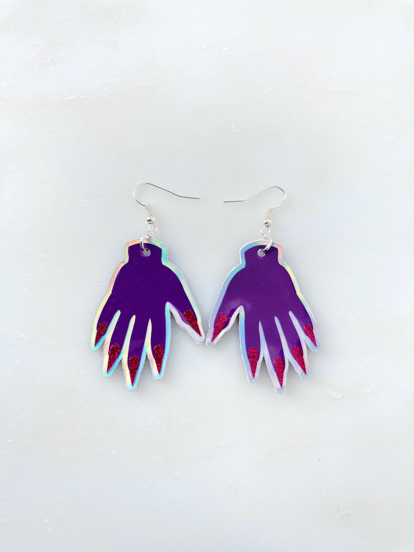 Sparkly Hand Earrings - Purple image 4