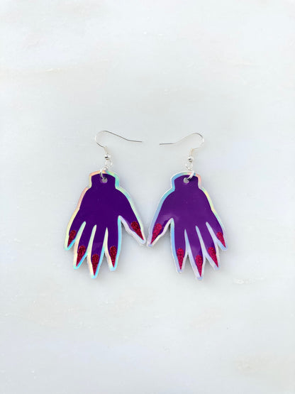 Sparkly Hand Earrings - Purple image 4