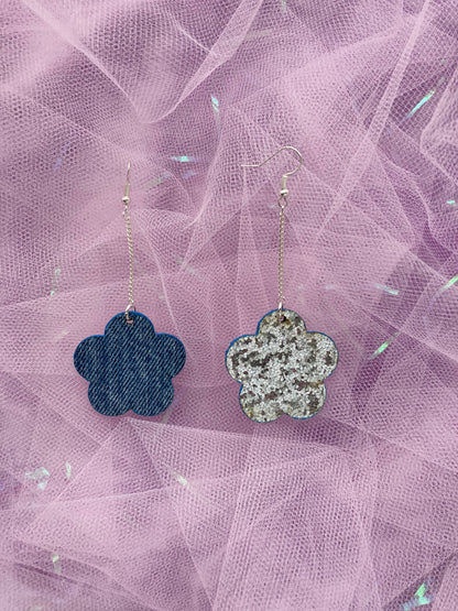 Micro Silver Disco Flower Earrings image 3