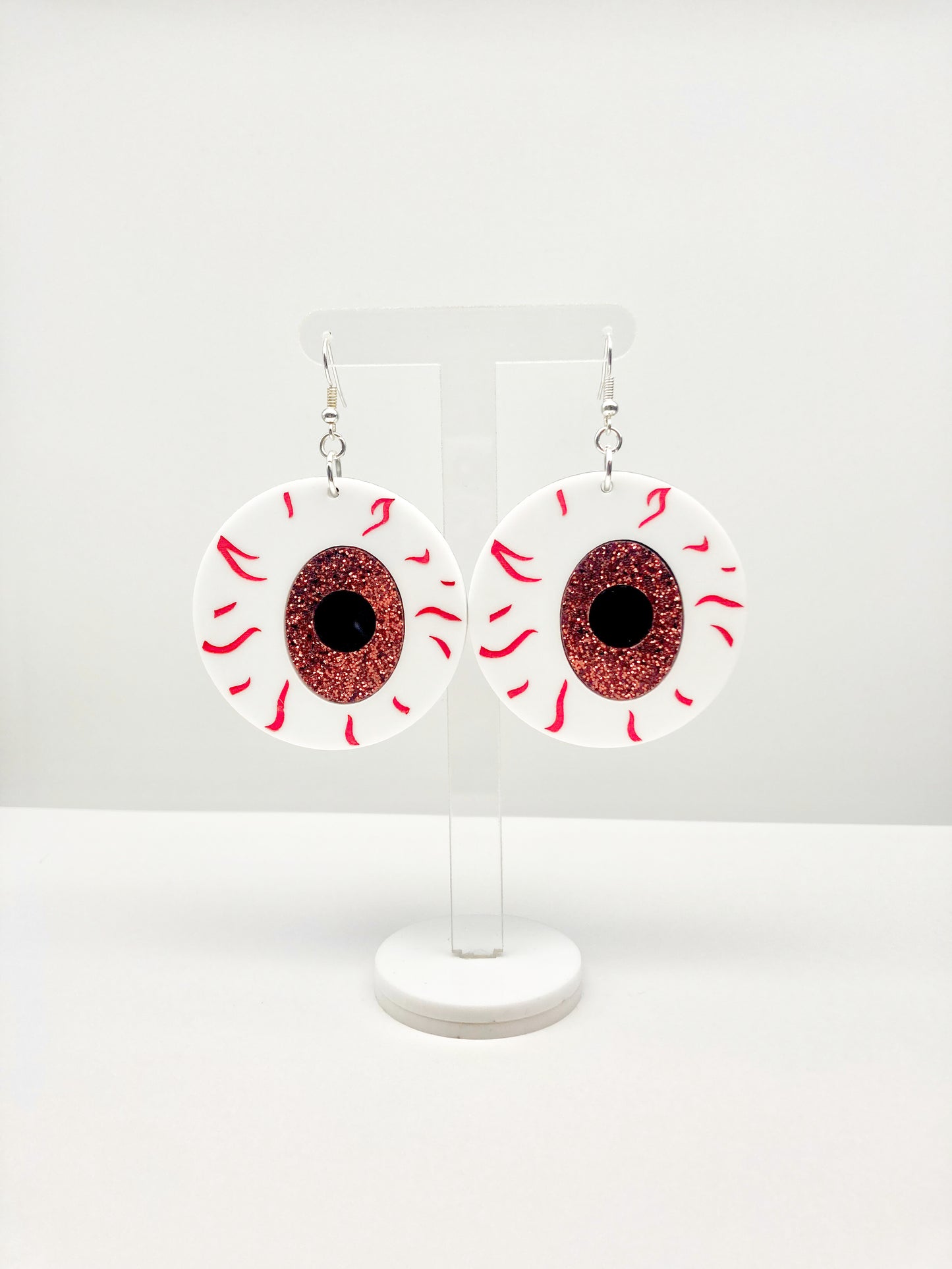 Large Eyeball Earrings - Baby Pink Glitter image 0