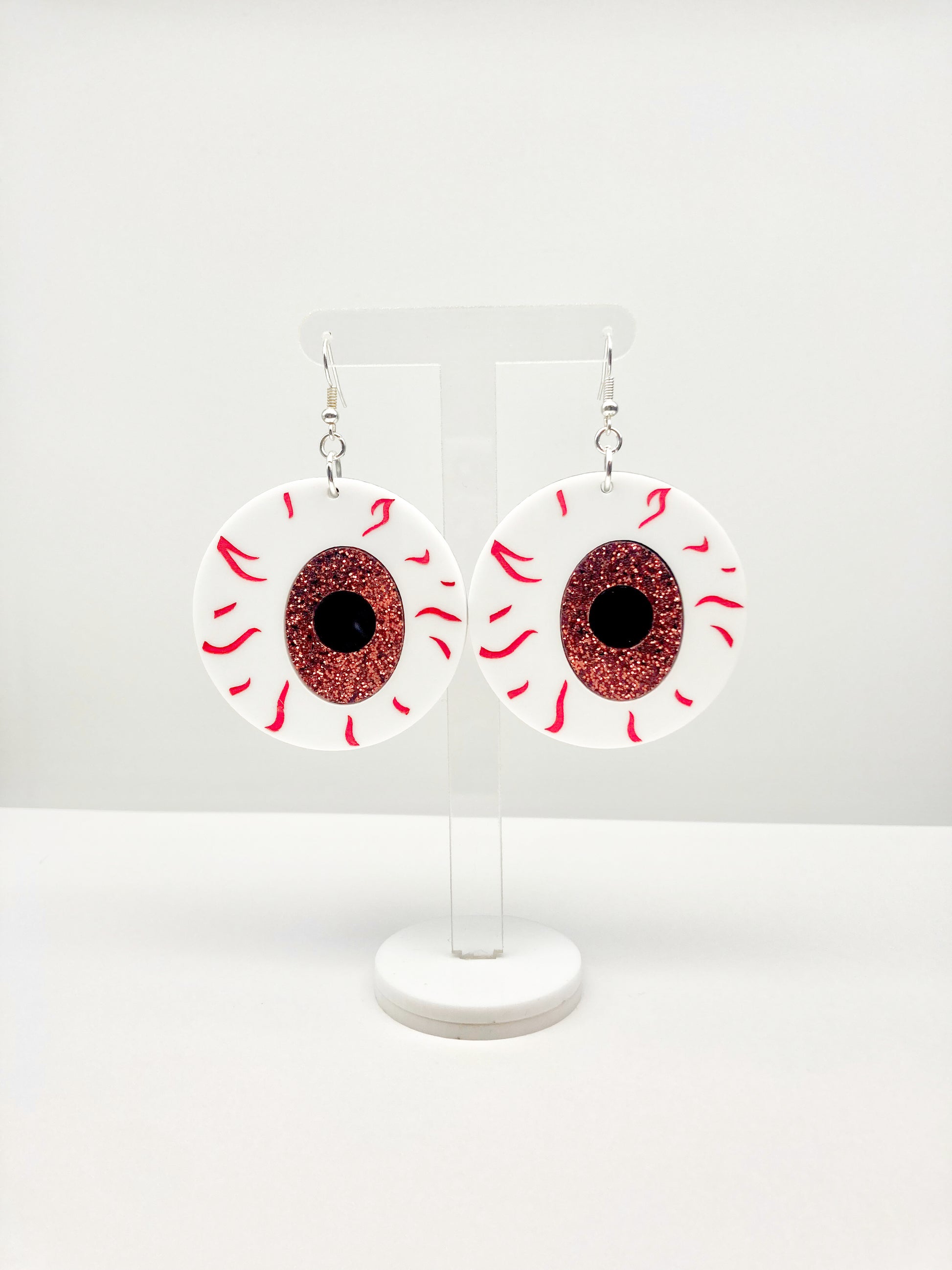 Large Eyeball Earrings - Baby Pink Glitter image 0