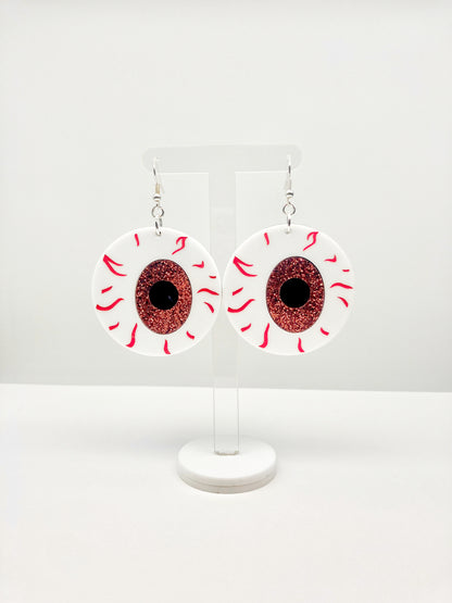 Large Eyeball Earrings - Baby Pink Glitter image 0