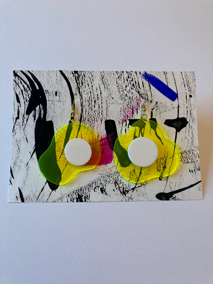 Neon Fluorescent Fried Egg Earrings - Big Yellow & White Eggs image 5