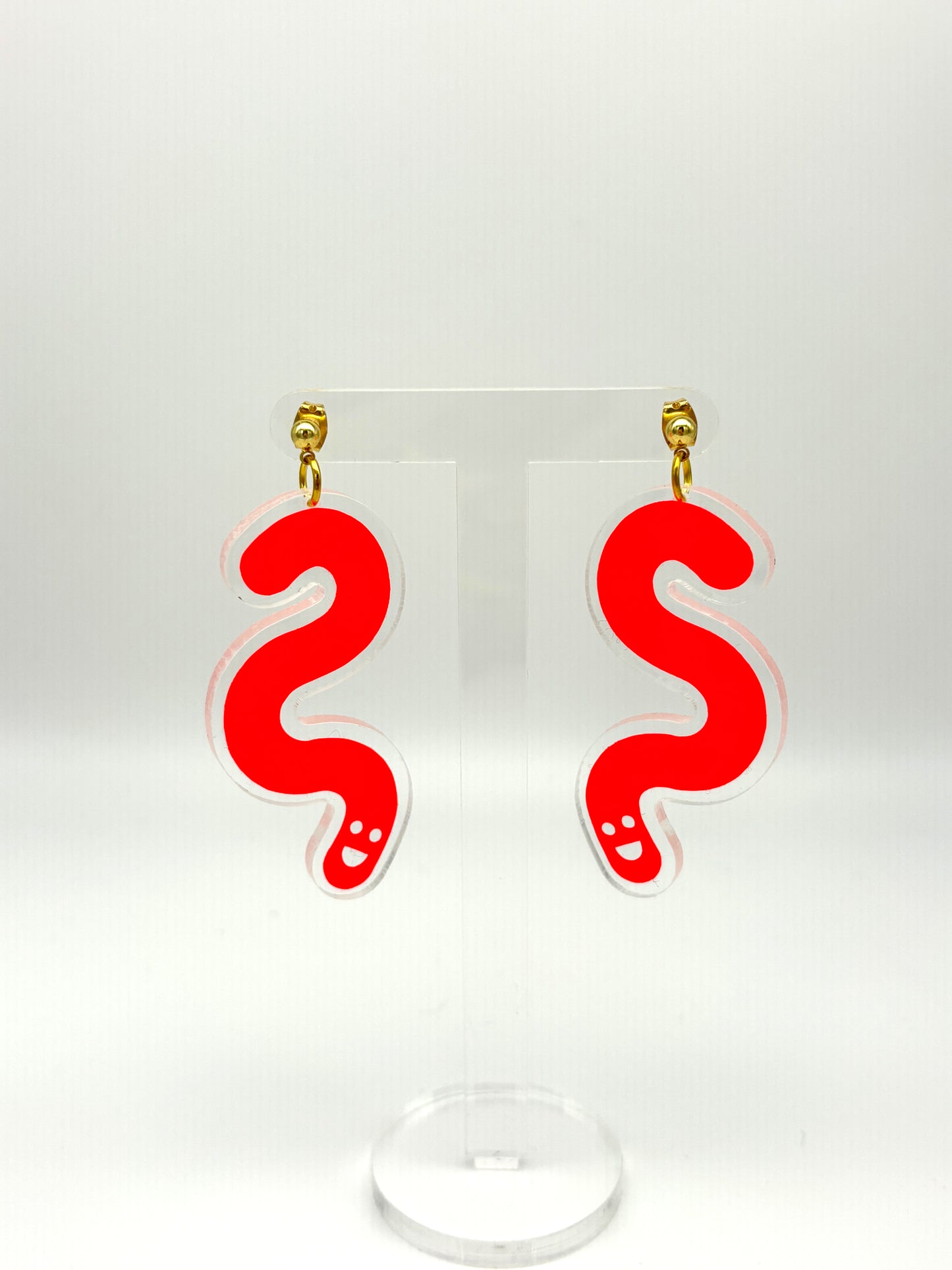 Acrylic & Vinyl Worm Earrings - Orange image 0
