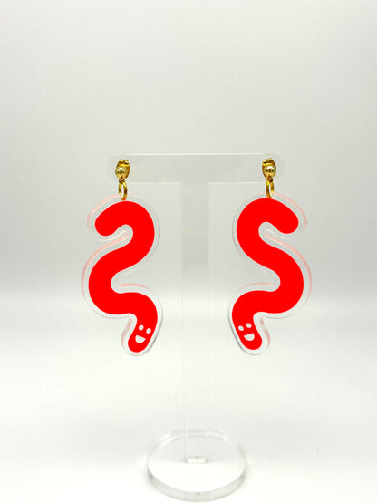 Acrylic & Vinyl Worm Earrings - Orange image 0