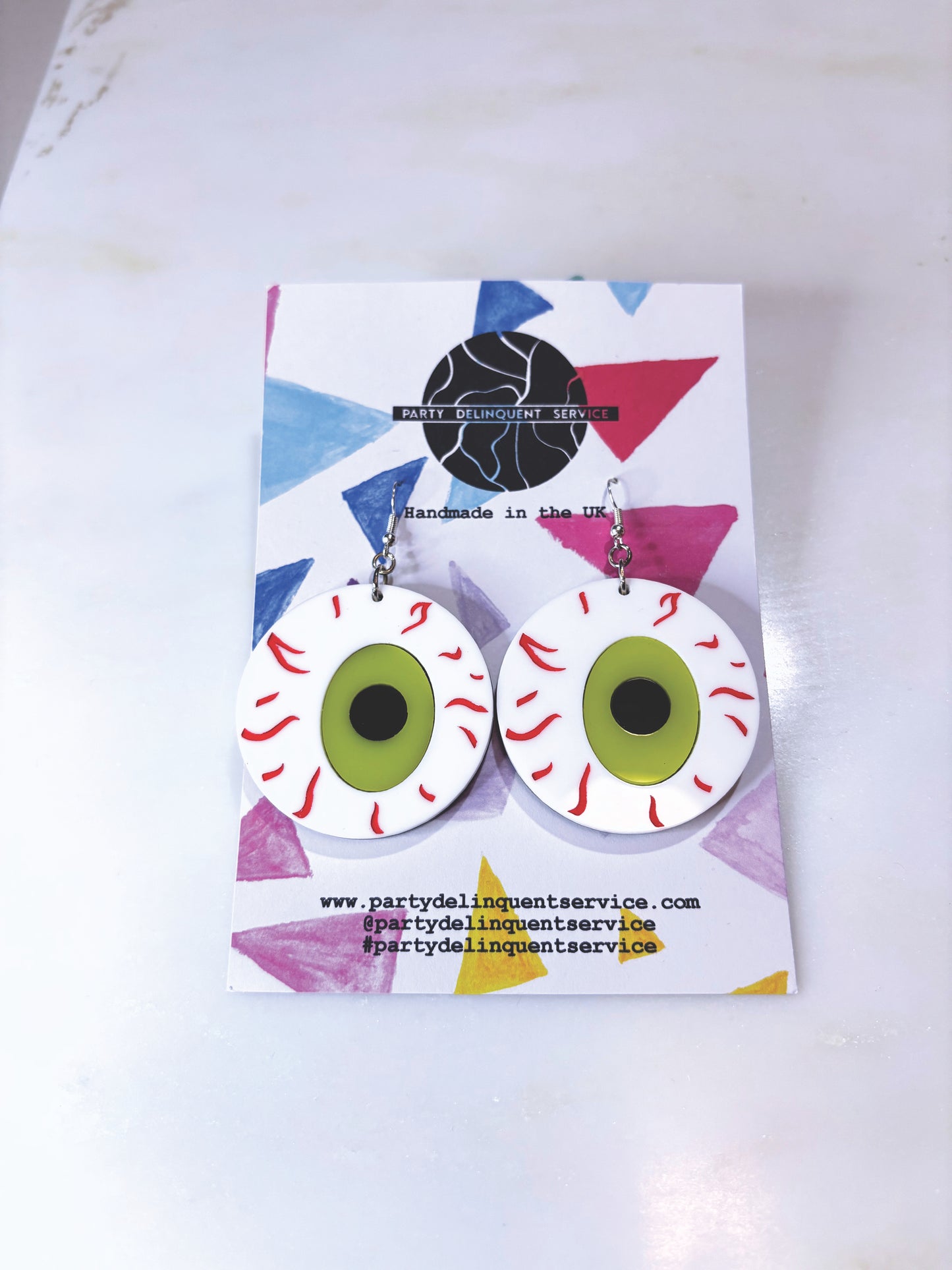 *Sample* Large Eyeball Earrings - Yellowy Green image 2