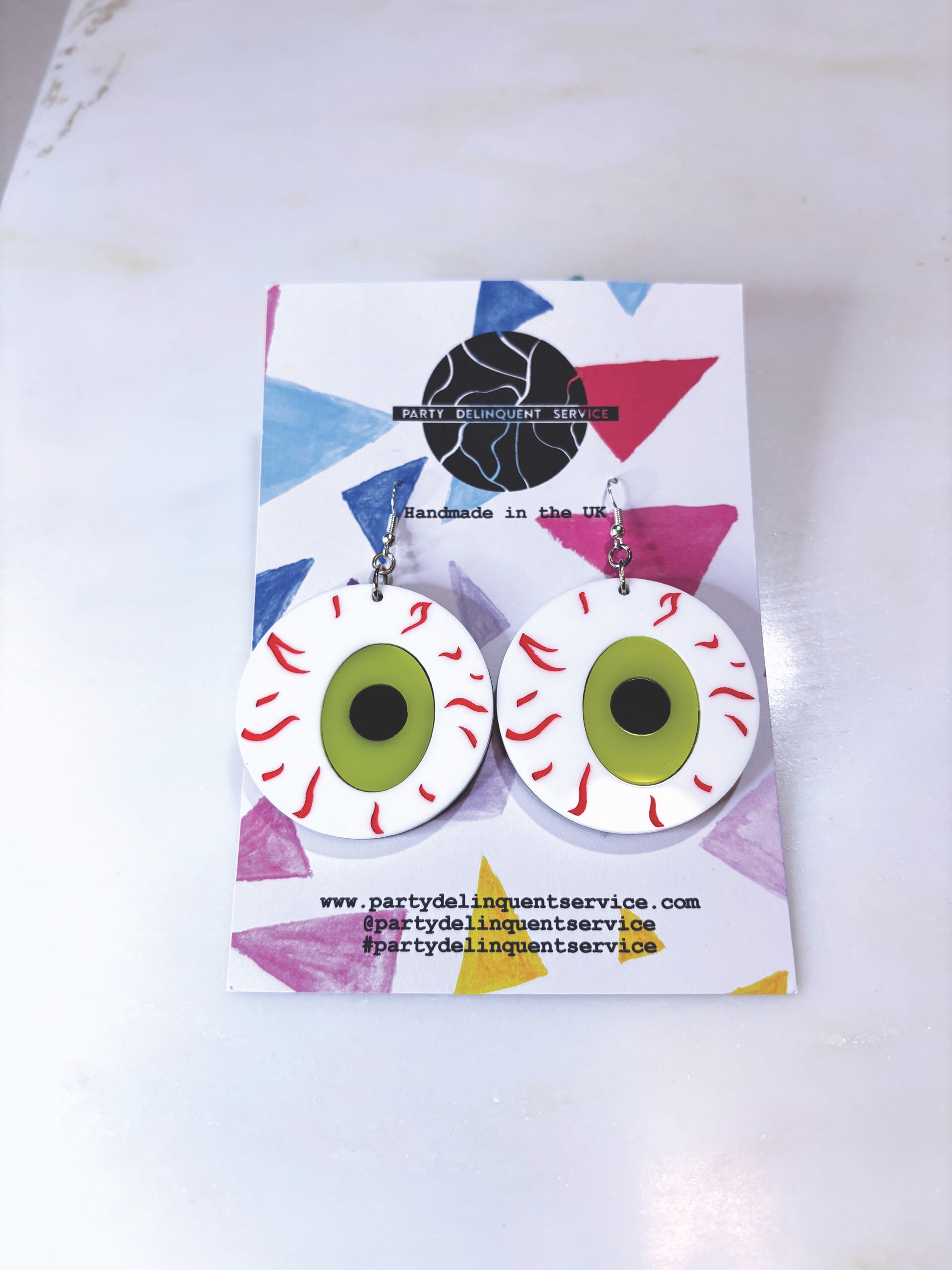 *Sample* Large Eyeball Earrings - Yellowy Green image 2