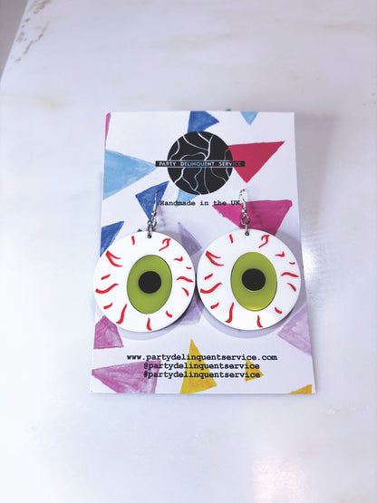 *Sample* Large Eyeball Earrings - Yellowy Green image 2