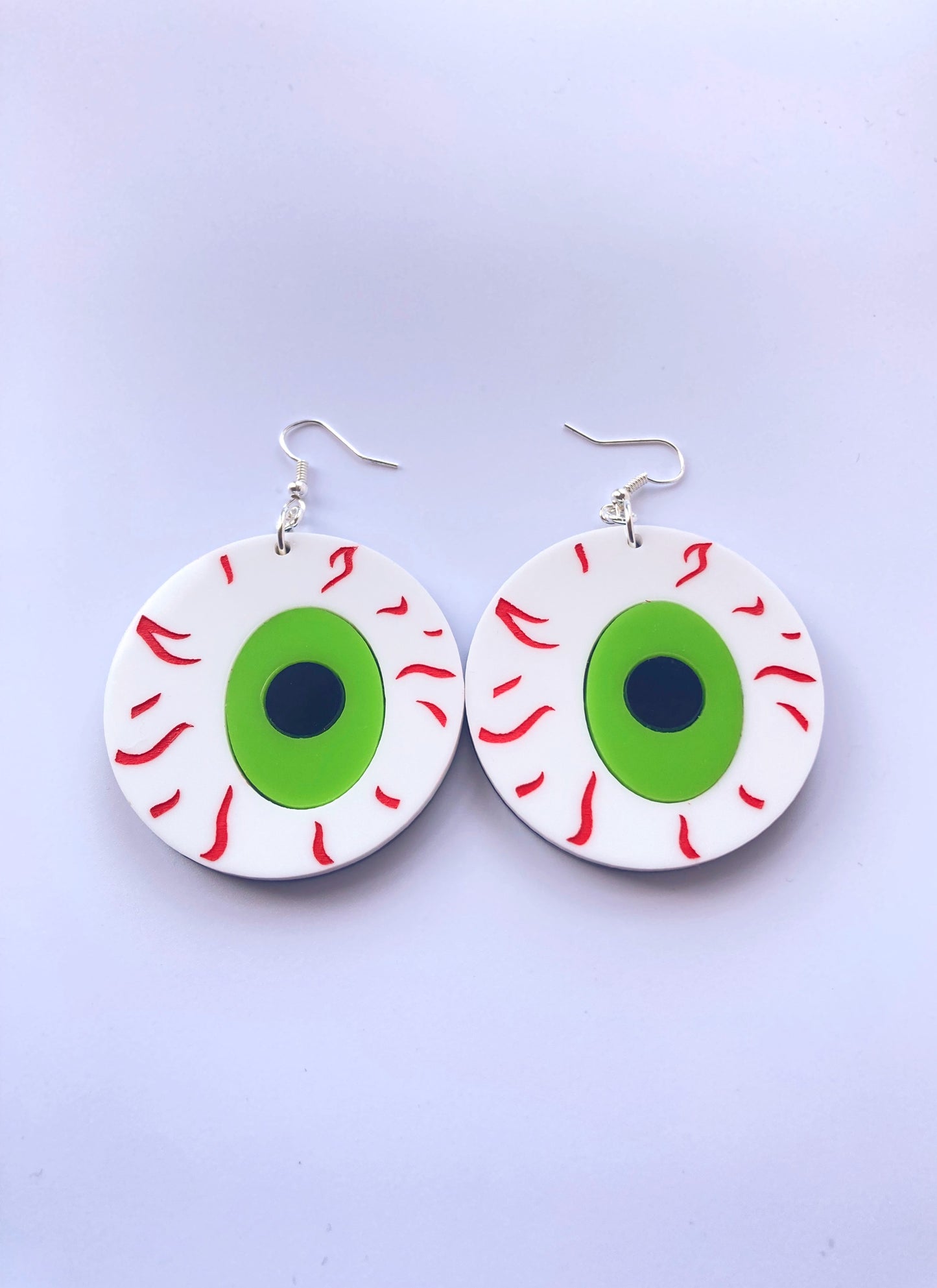 Large Eyeball Earrings - Lime Green image 0