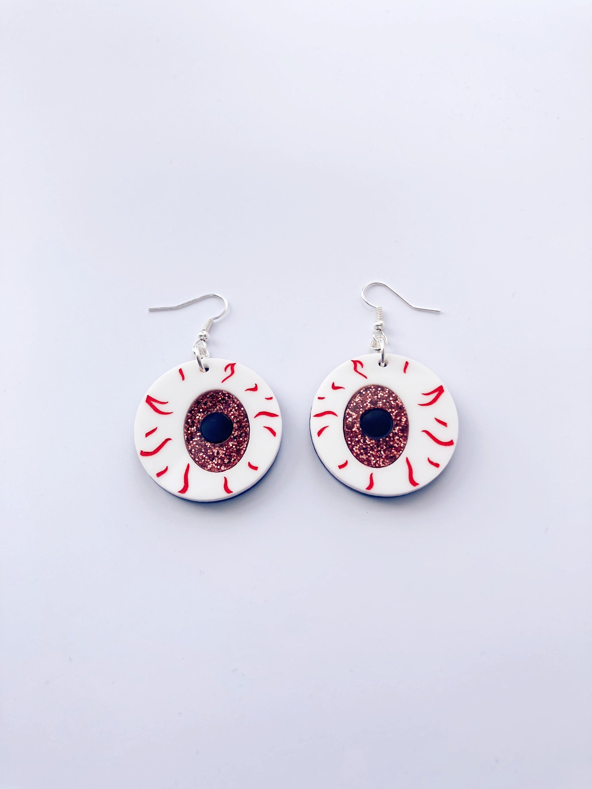 Medium Eyeball Earrings - Baby Pink Glitter image 0