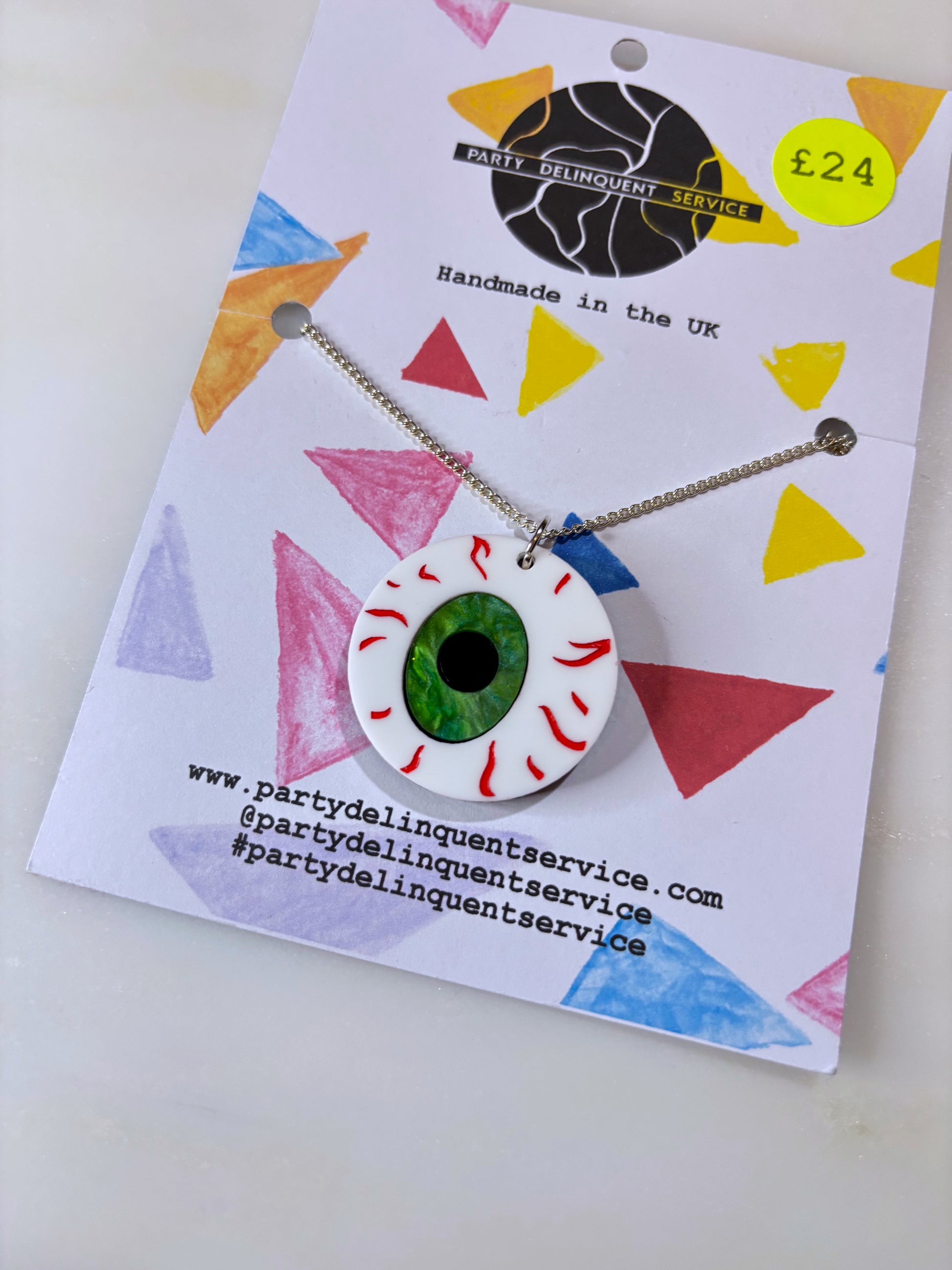 *Sample* Eyeballz necklace - Green Glitter Marble image 2