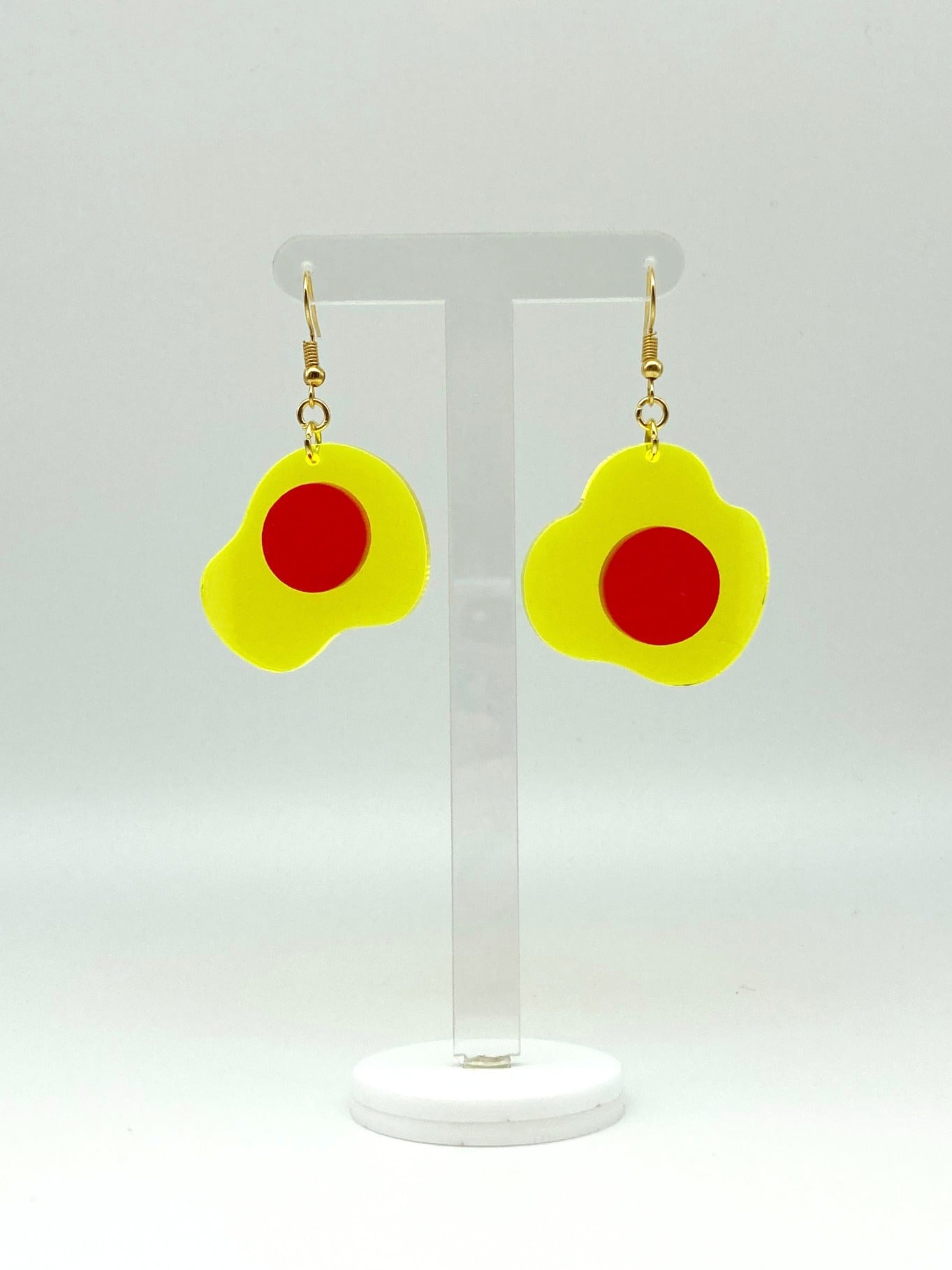 Neon Fluorescent Fried Egg Earrings - Mini Yellow & Pink Eggs image 4