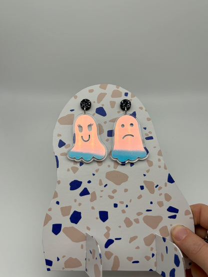 Holographic Ghost Earrings - Snow Aurora image 1