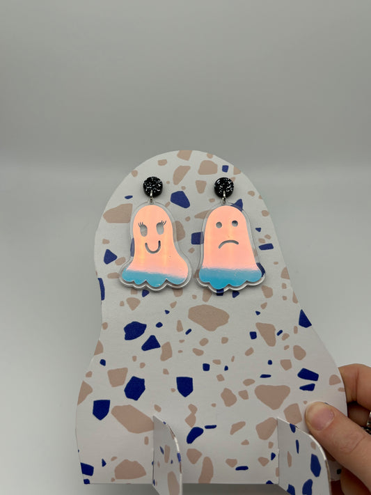 Holographic Ghost Earrings - Snow Aurora image 1