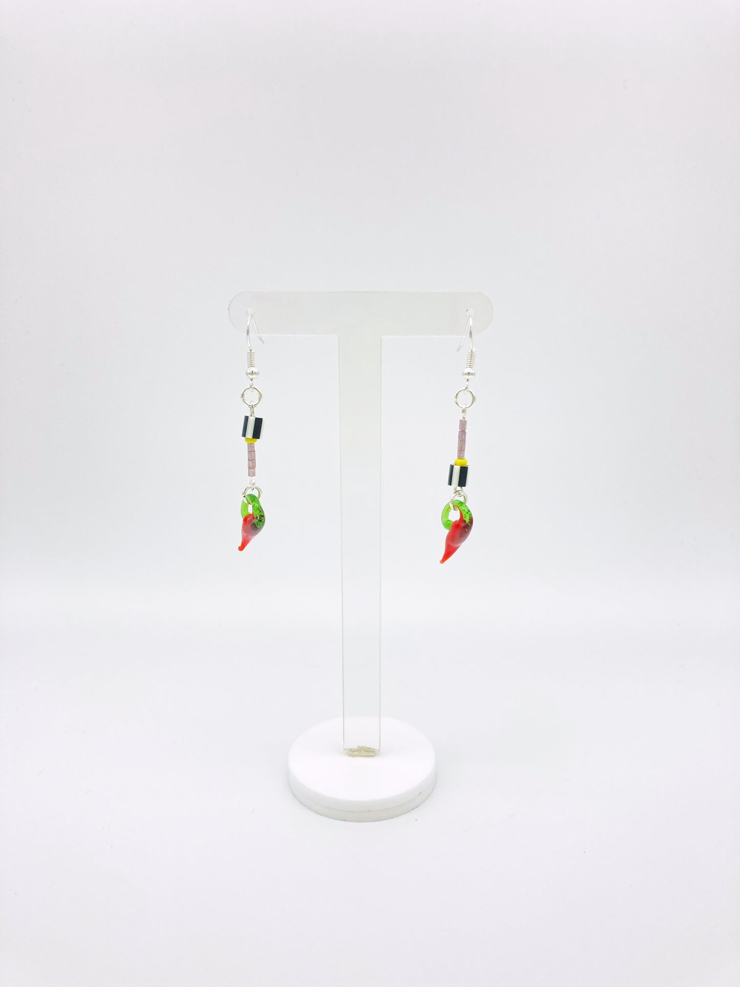 Abstract Chilli stripe b&w dangle earrings image 0