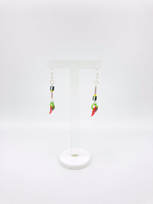 Abstract Chilli stripe b&w dangle earrings image 0