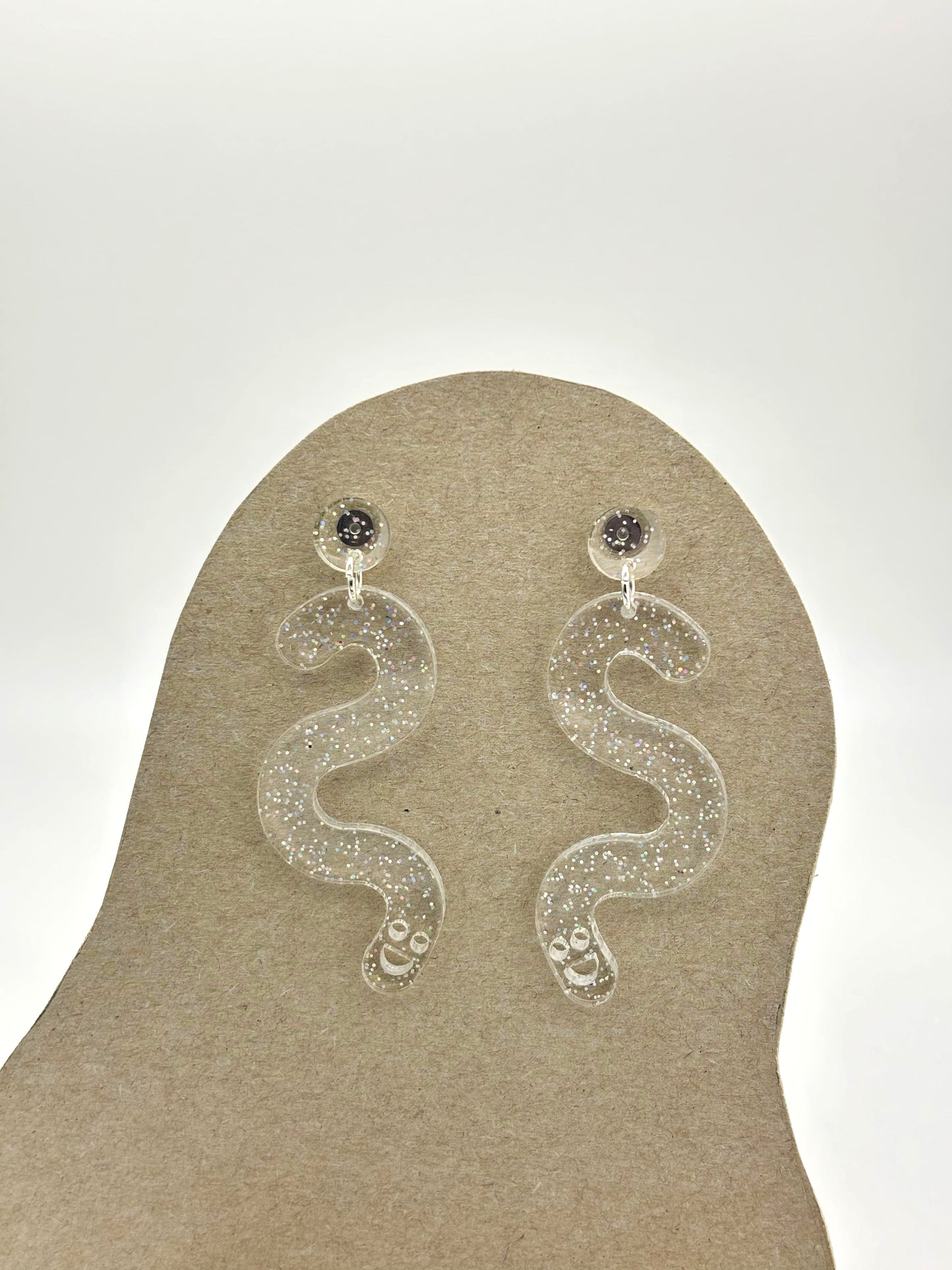 Glitter Worm Stud Earrings - Clear Rainbow image 8
