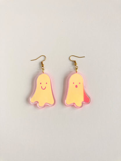 Holographic Ghost Earrings - Fluorescent Peachy Opal image 3