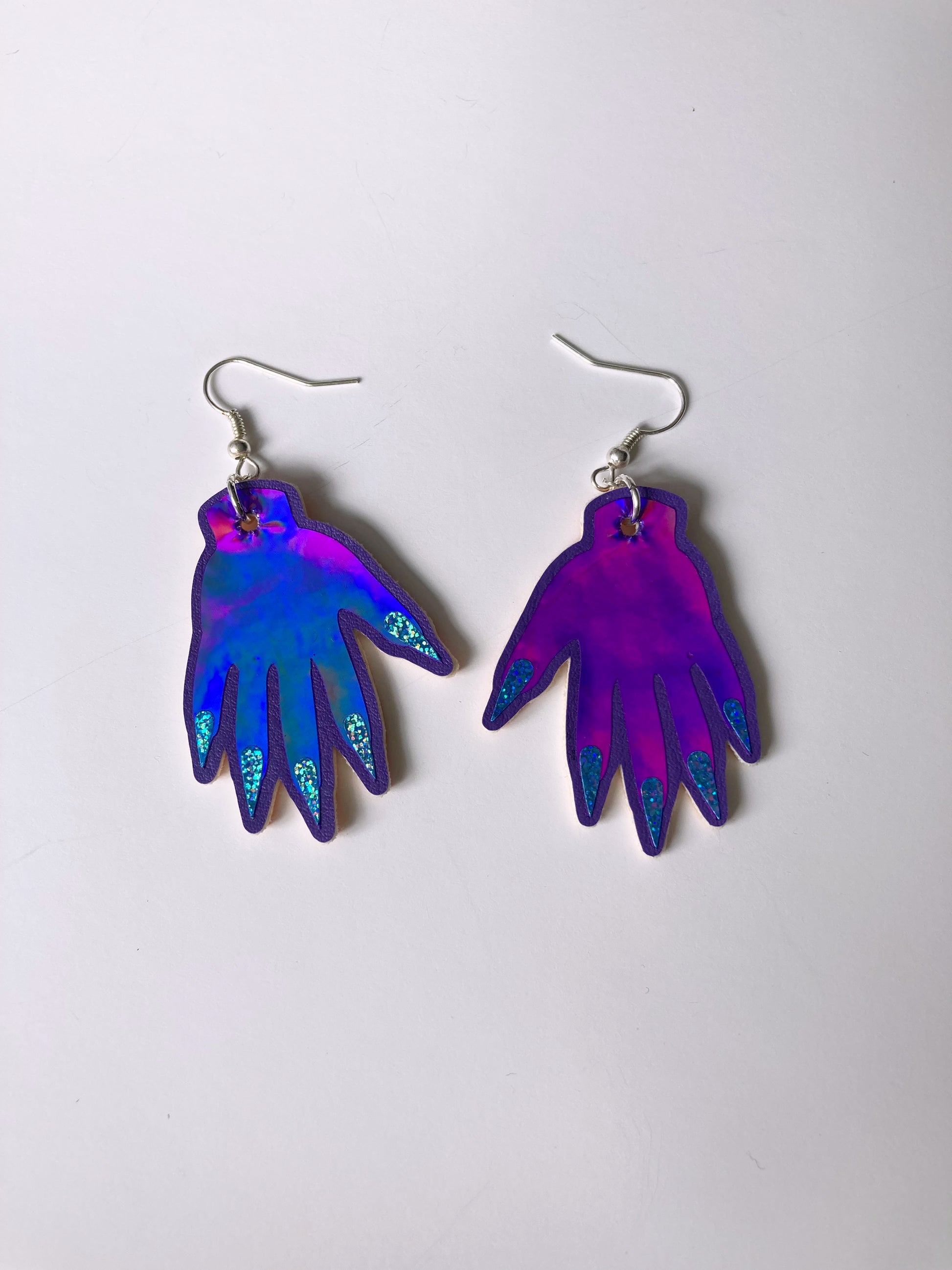 Sparkly Hand Earrings - Purple Holo image 8
