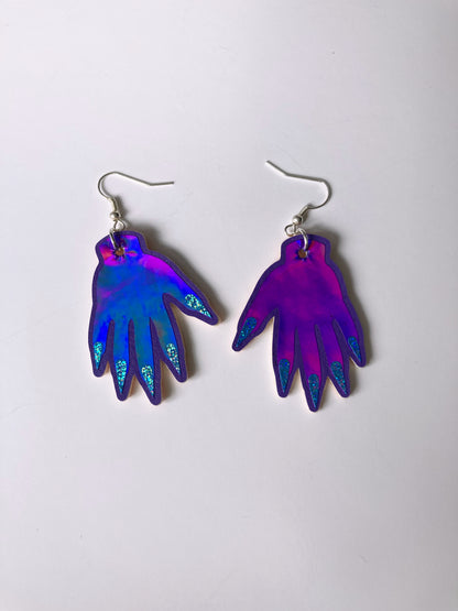 Sparkly Hand Earrings - Purple Holo image 8