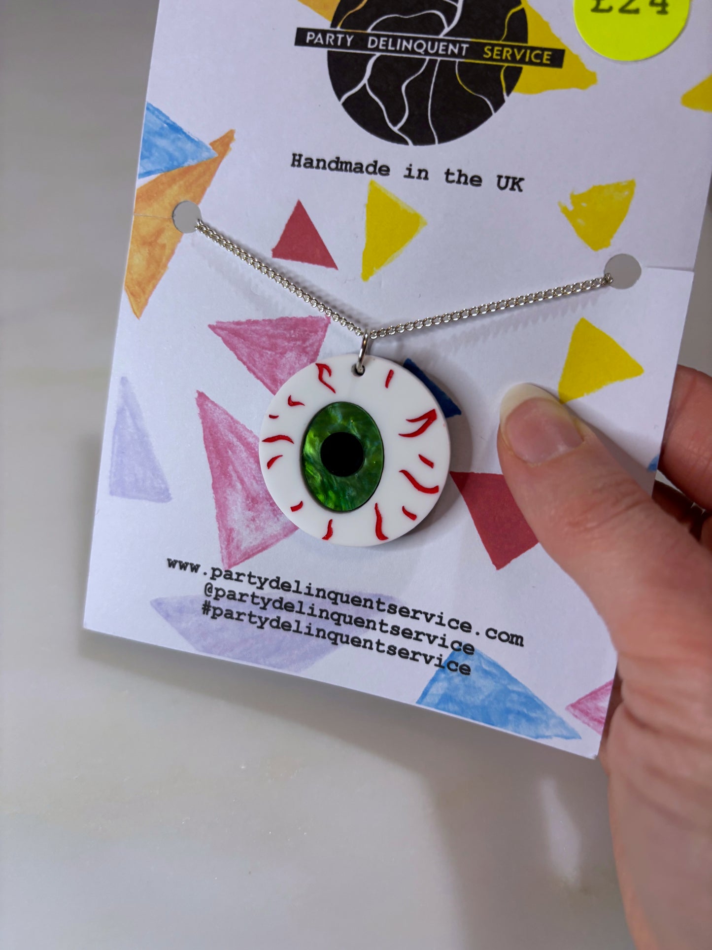 *Sample* Eyeballz necklace - Green Glitter Marble image 3